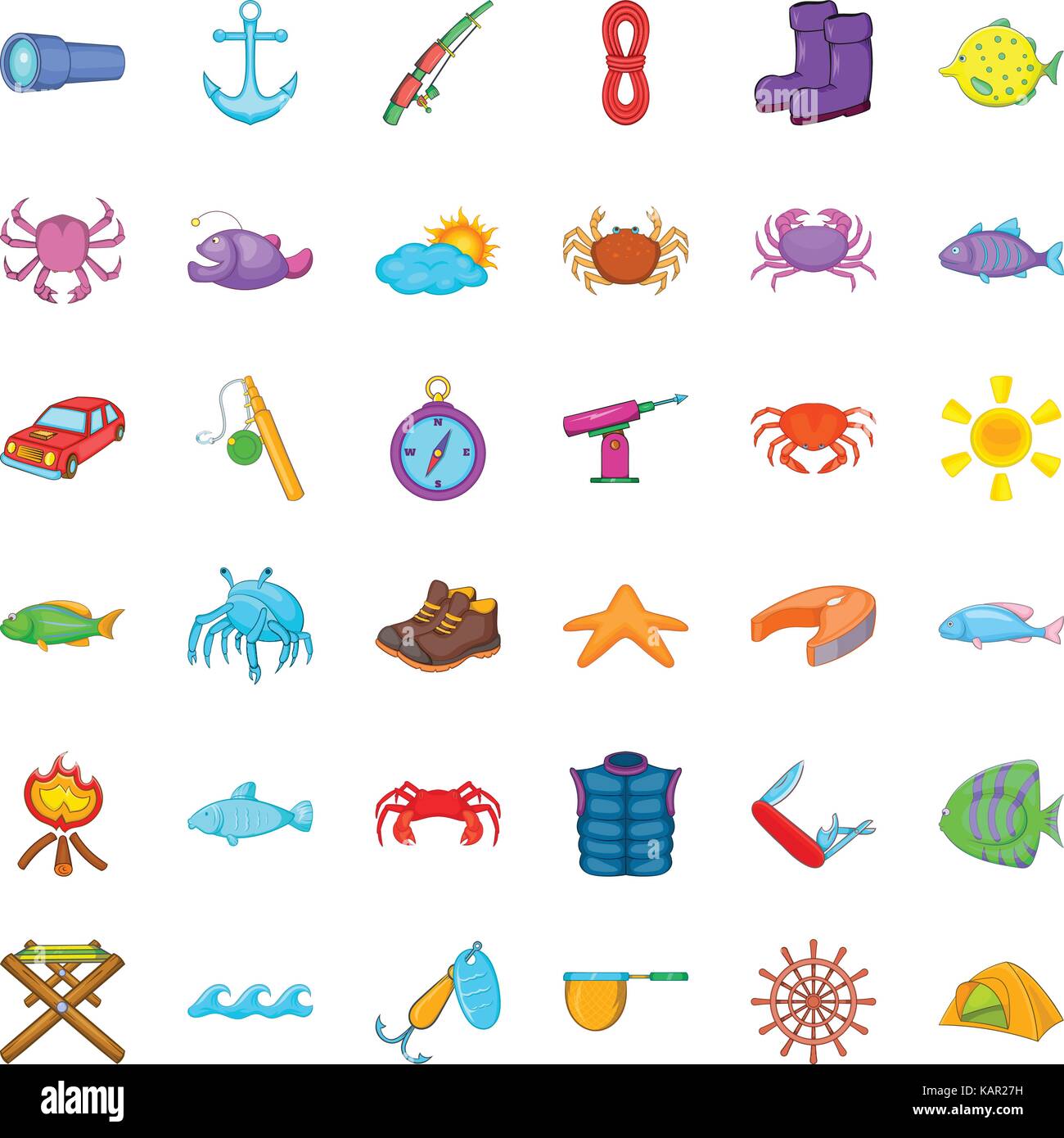Fish icons set, cartoon style Stock Vector Image & Art - Alamy