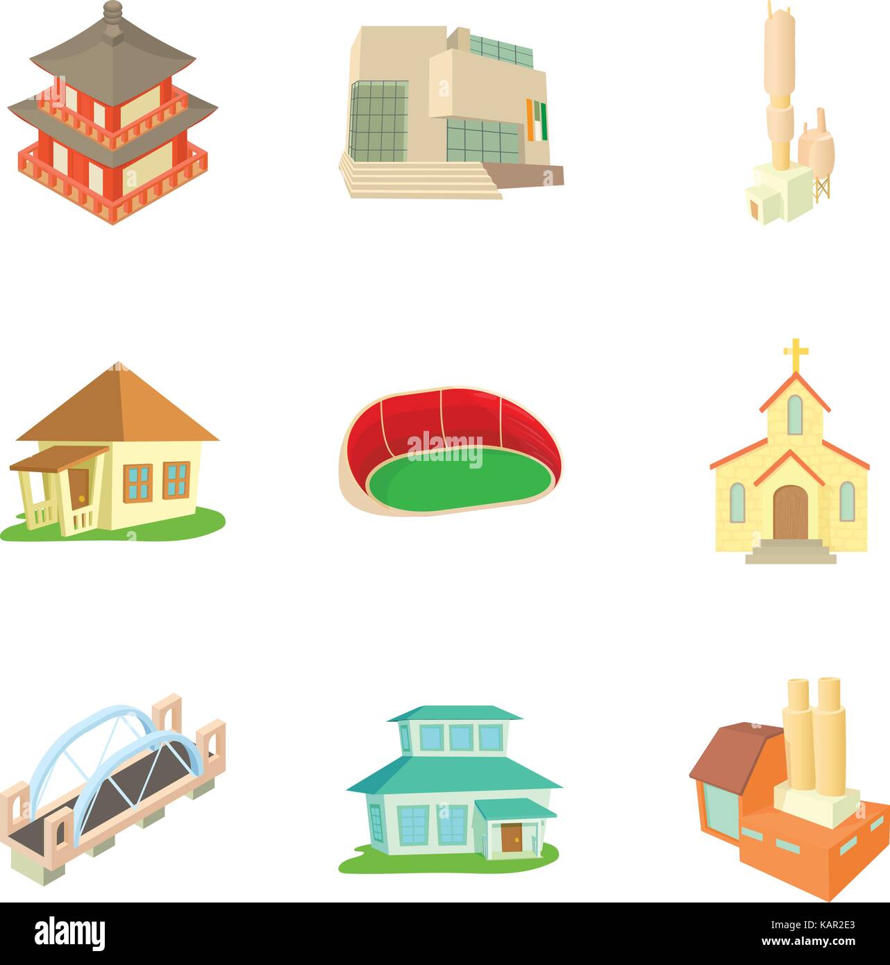 Old building icons set, cartoon style Stock Vector Image & Art - Alamy