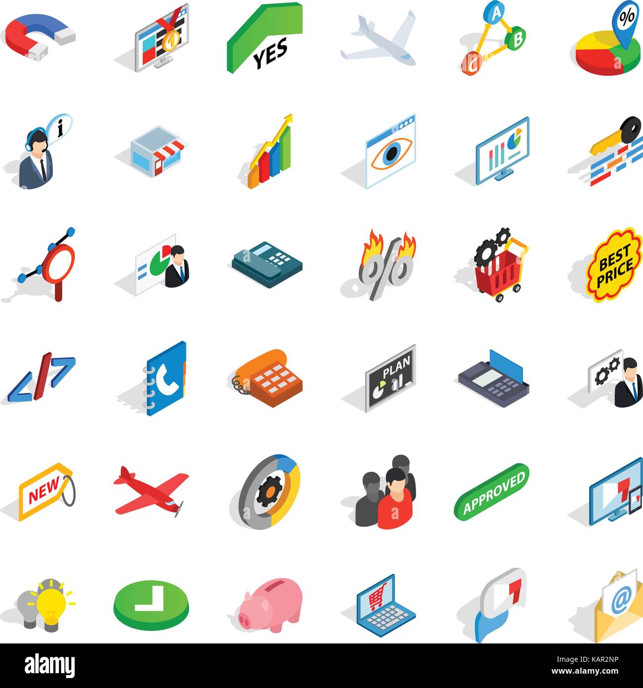 Approved icons set, isometric style Stock Vector Image & Art - Alamy