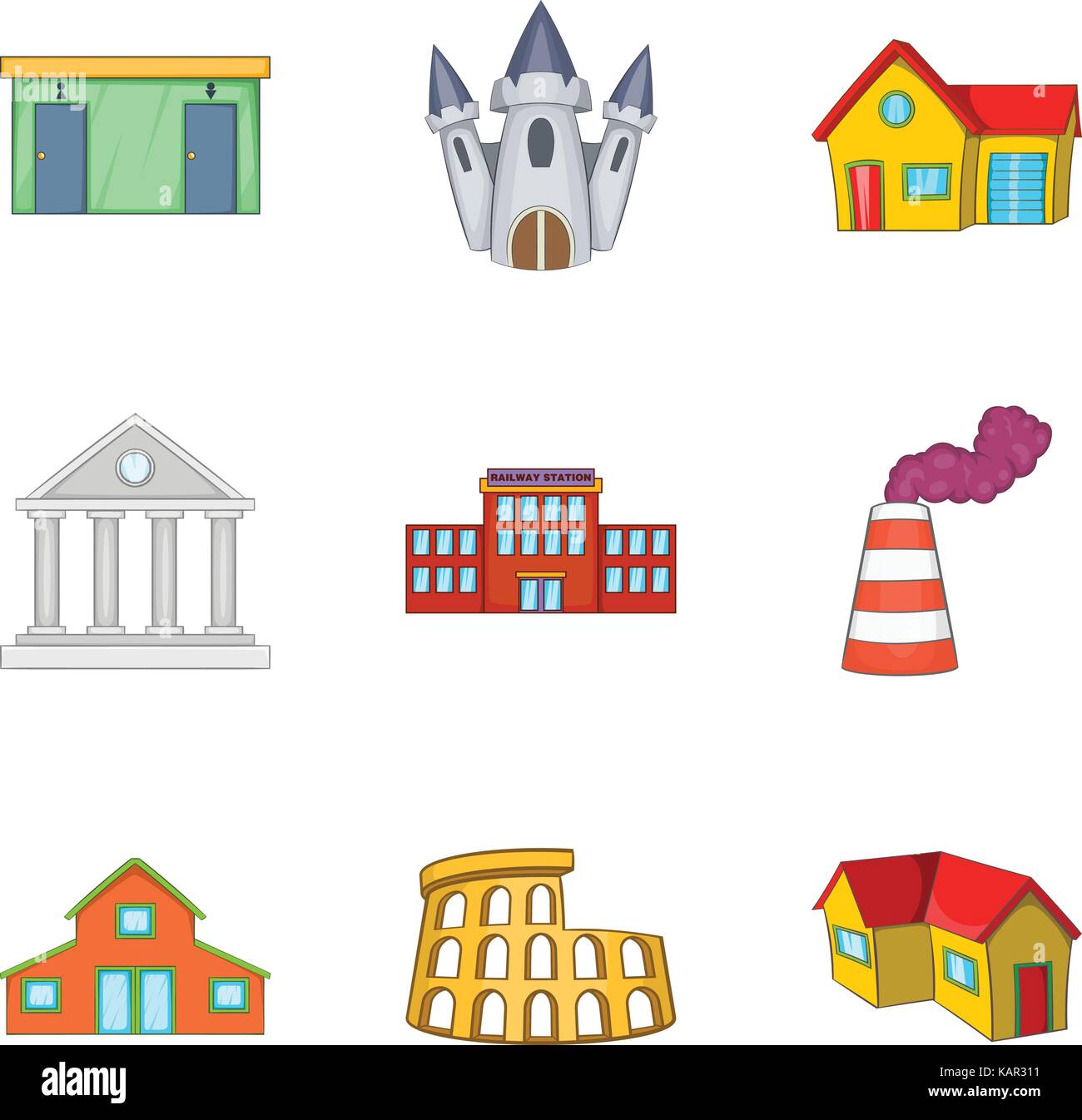 Large building icons set, cartoon style Stock Vector Image & Art - Alamy