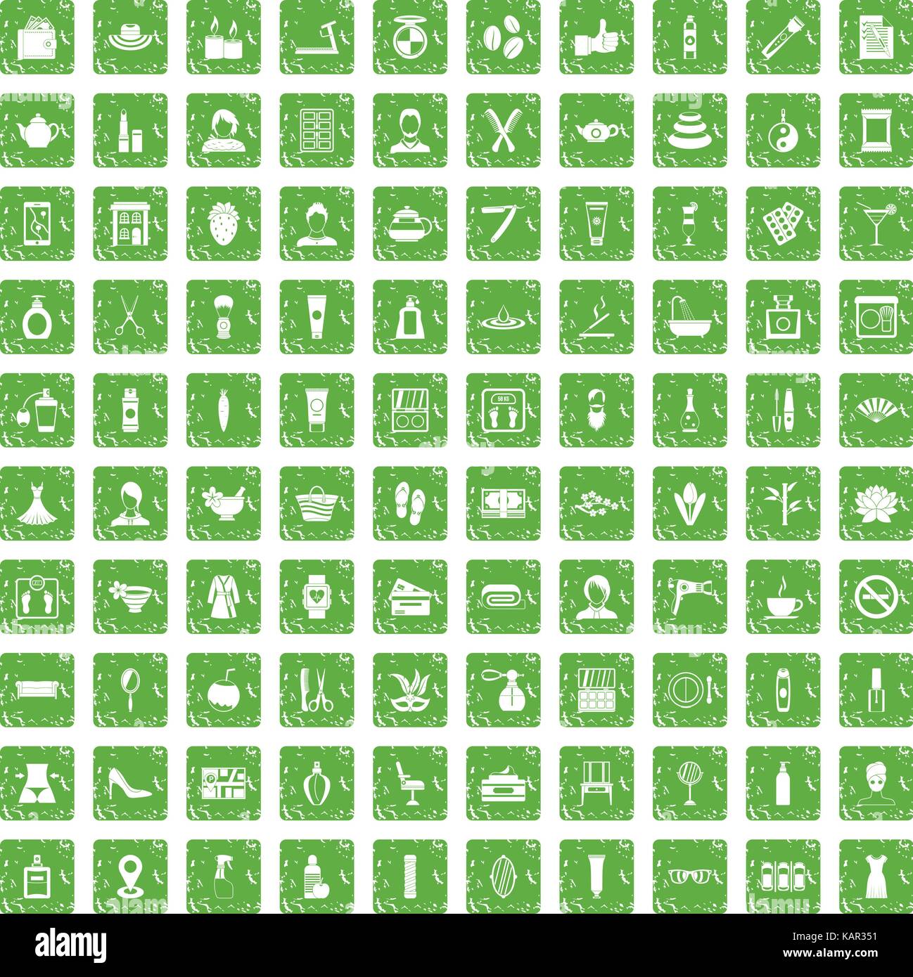 100 beauty salon icons set grunge green Stock Vector Image & Art - Alamy