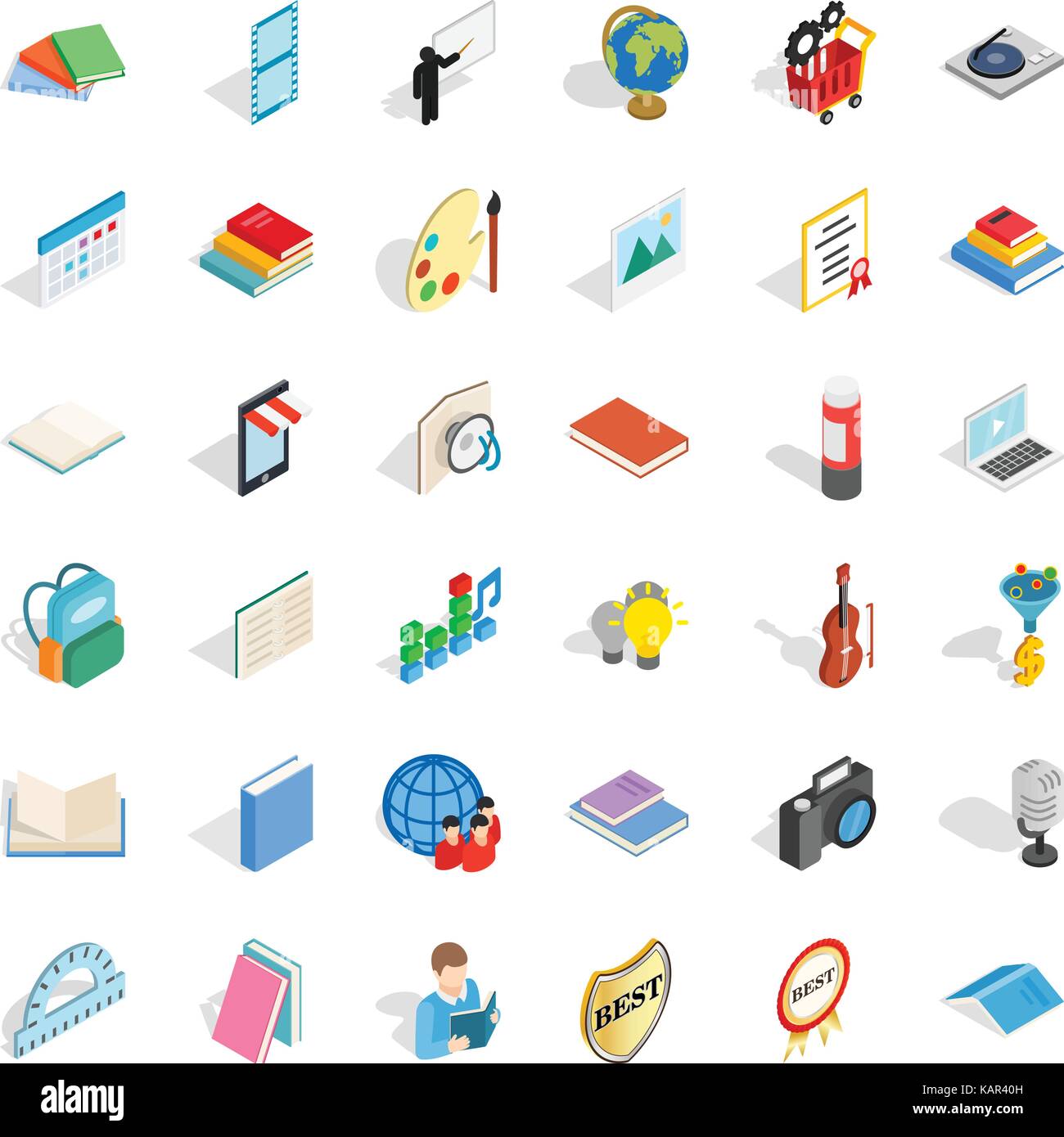 Reading icons set, isometric style Stock Vector Image & Art - Alamy