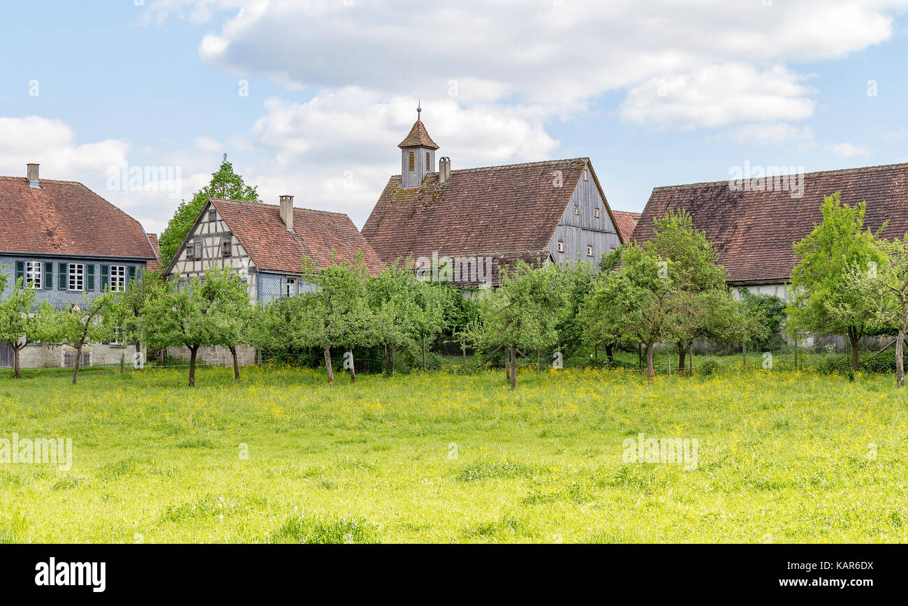 idyllic small rural village in Southern Germany at early spring time Stock Photo