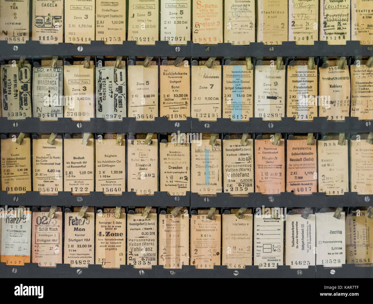 lots of historic german train tickets Stock Photo