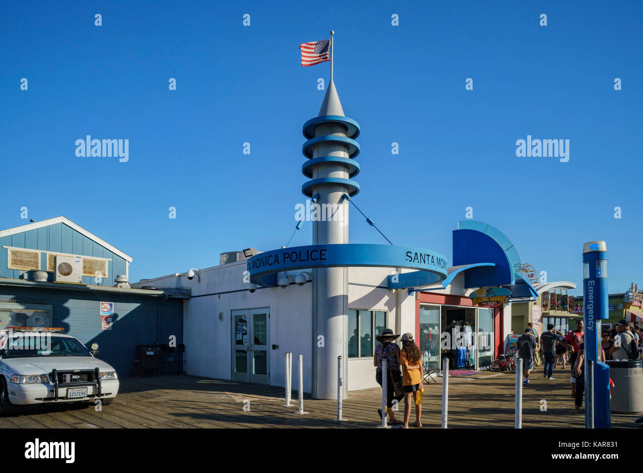 Santa Monica, JUN 21: Police station of the pier on JUN 21, 2017 at Santa Monica, Los Angeles County, California, United States Stock Photo