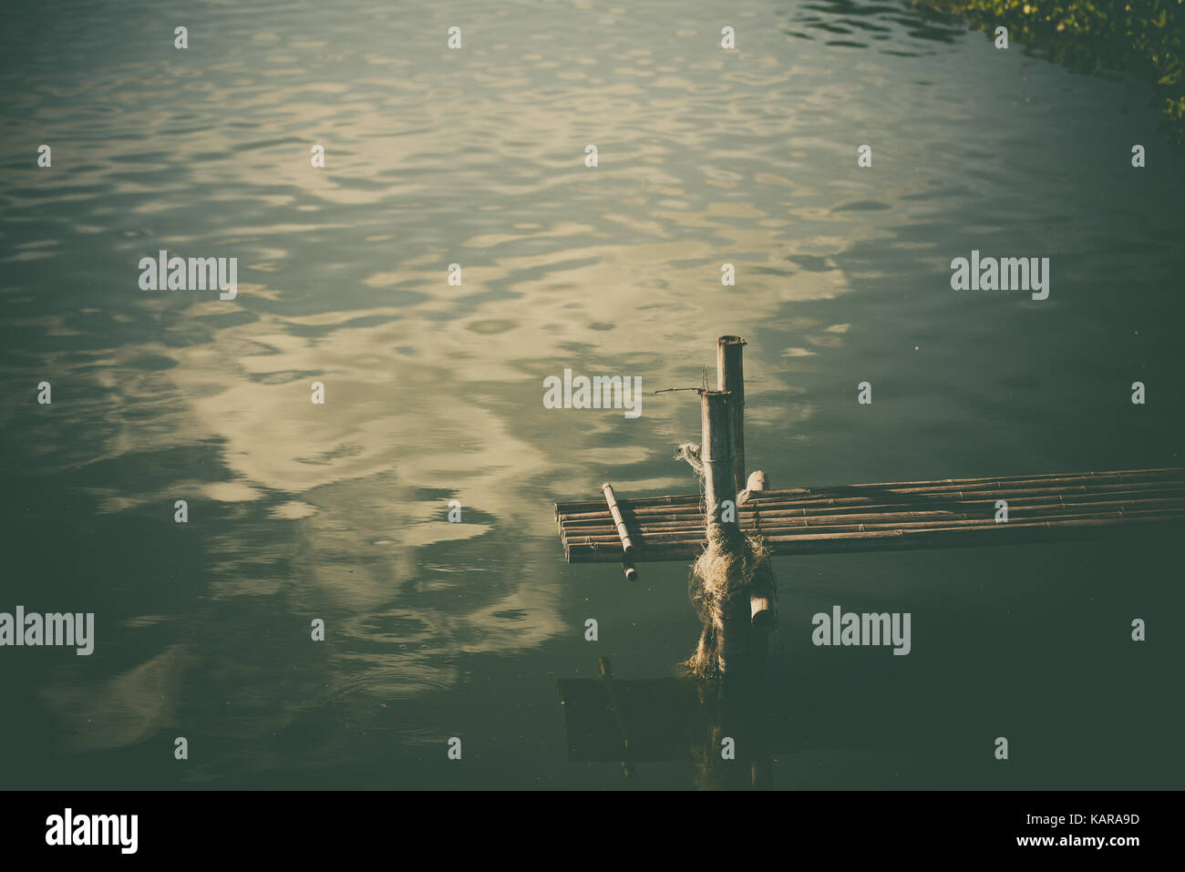 Old wooden bridge in fish farm pool in Thailand countryside vintage ...