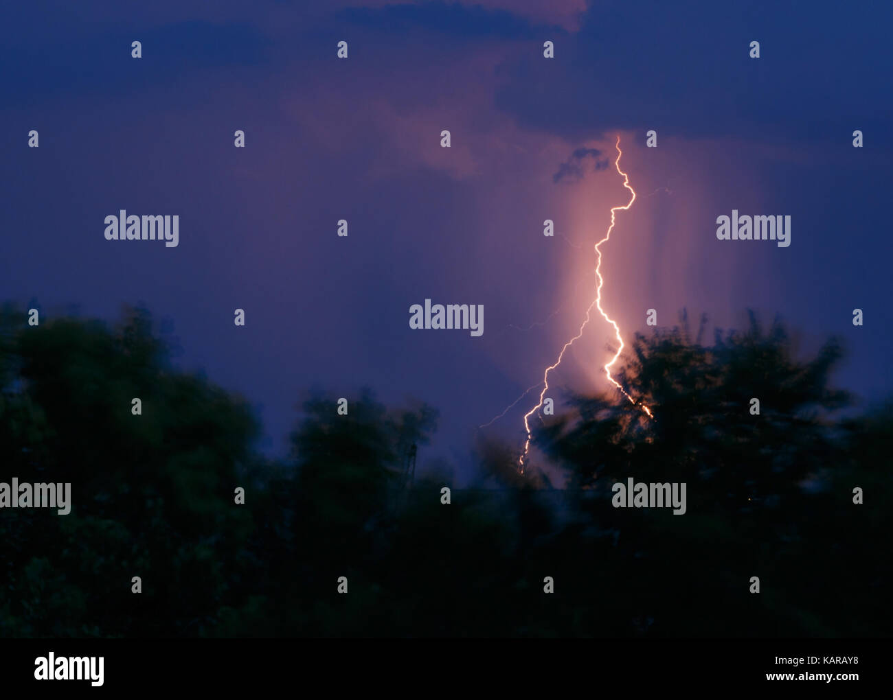 landscape with lightning at night Stock Photo - Alamy