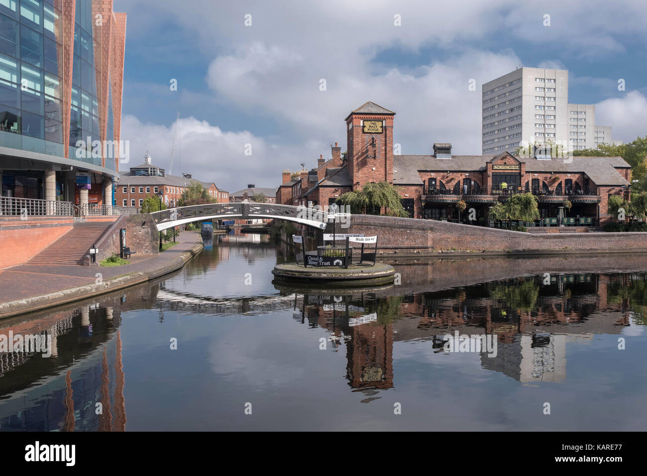 Brindley Place, canal, Birmingham city centre Stock Photo