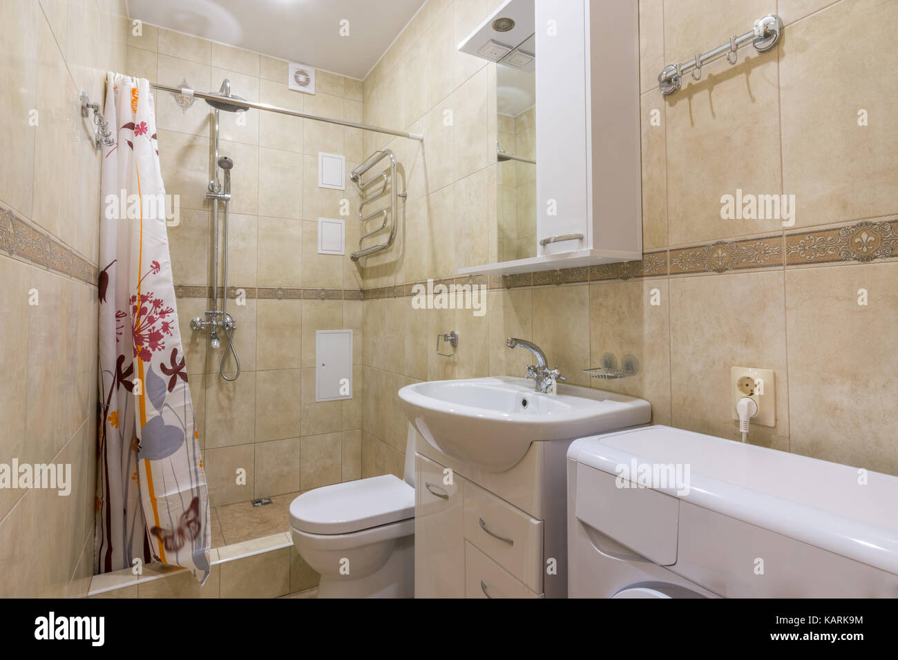 Interior of a small combined bathroom Stock Photo
