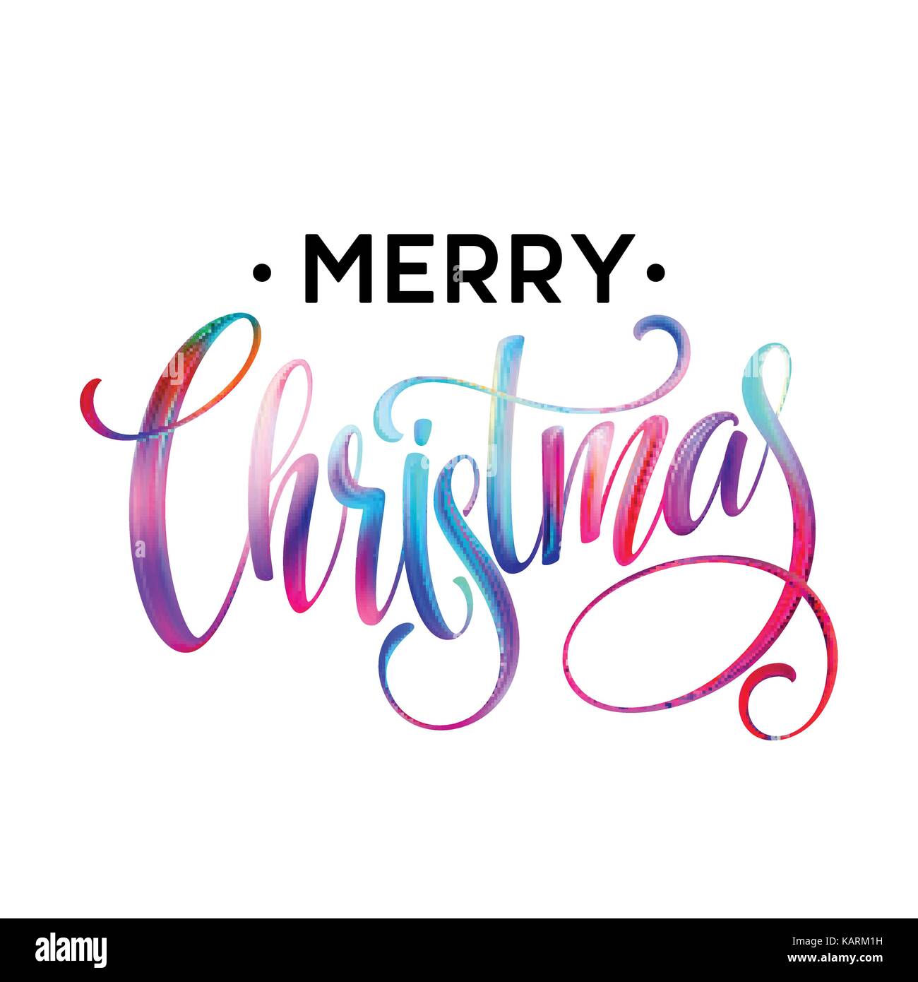 Christmas Calligraphy handwriting lettering of brushstrokes an oil or acrylic paints. Vector illustration Stock Vector