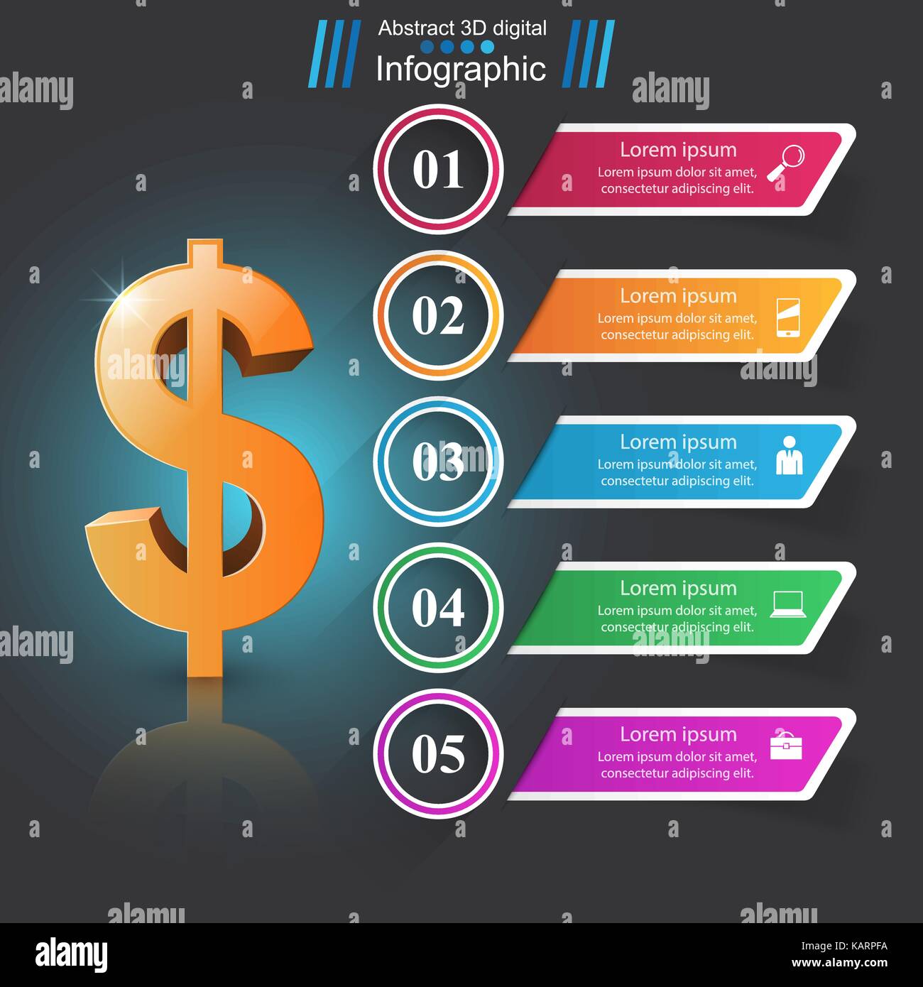 3D infographic design. Dollar icon Stock Vector Image & Art - Alamy