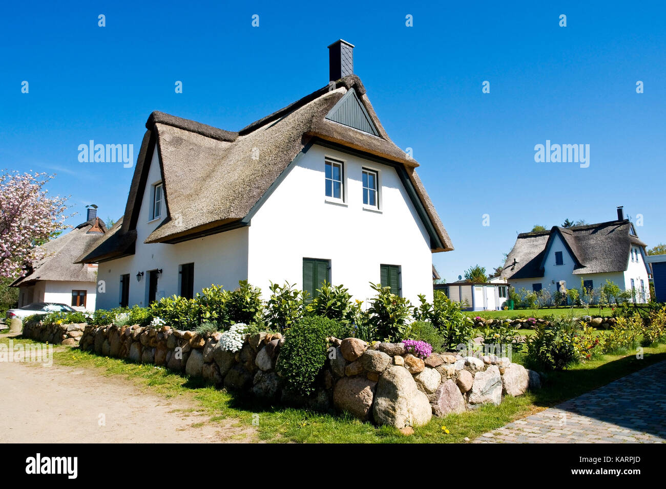 Poel, summer cottages in village Timmen on the island Poel, Ferienhaeuser in Timmendorf auf der Insel Poel Stock Photo