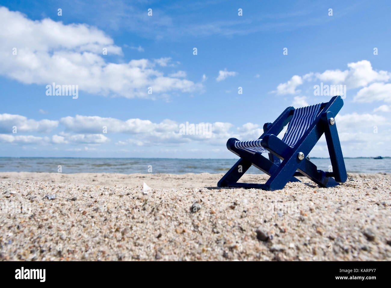 Baltic coast, deck chair on the beach, Ostseekueste, Liegestuhl am Strand Stock Photo