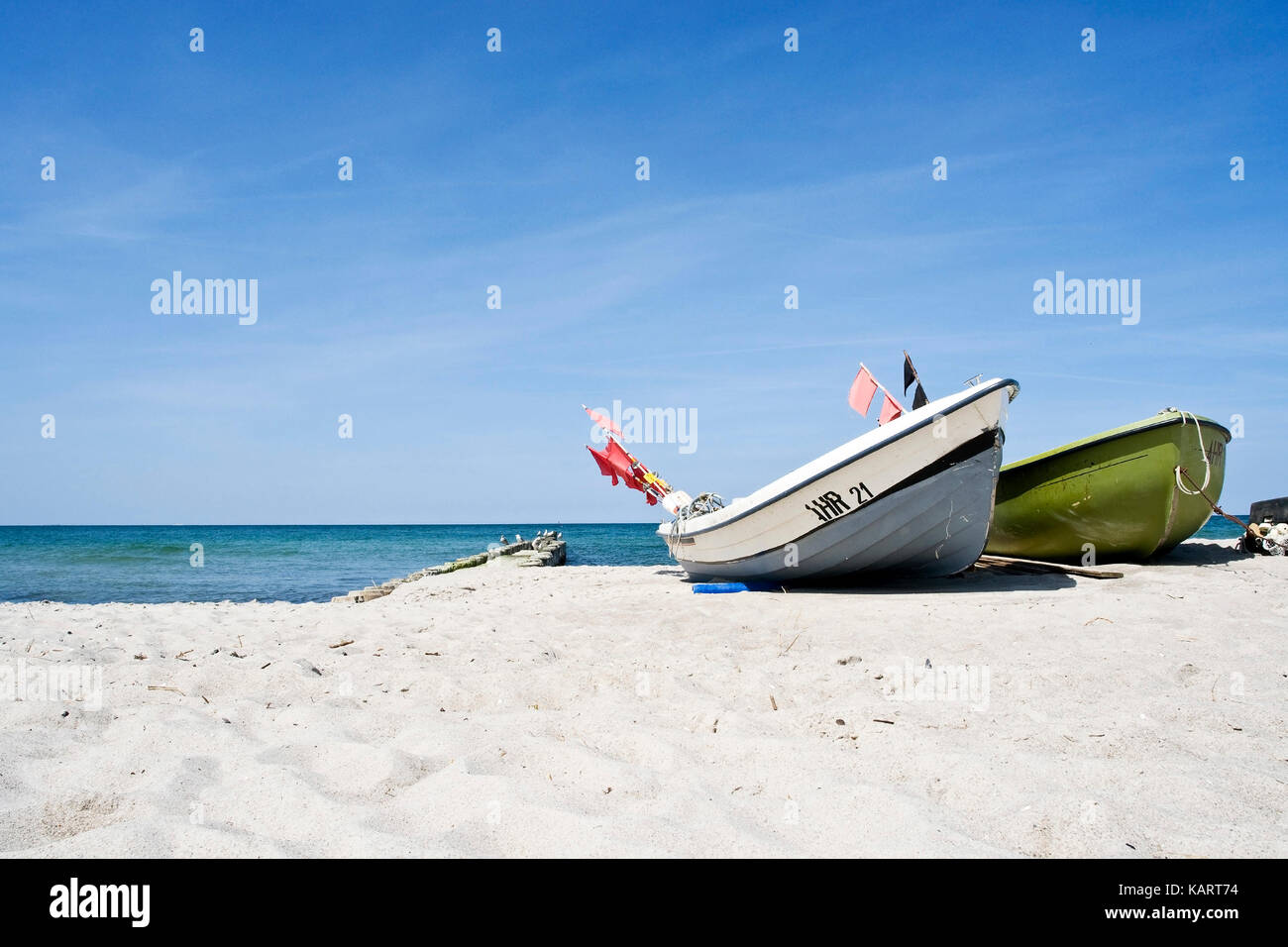 Ahrenshoop, boats on the beach, Boote am Strand Stock Photo