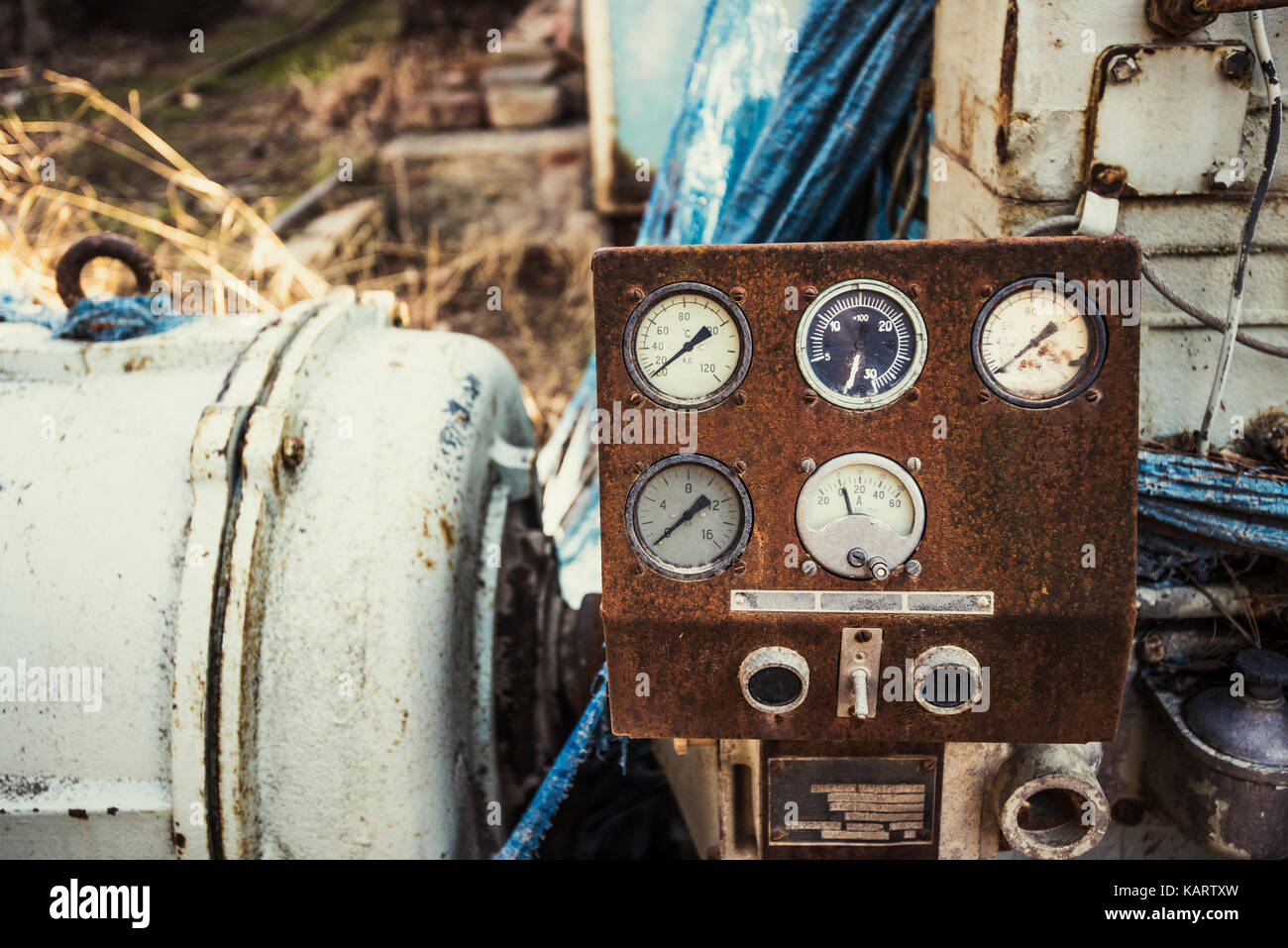 Old control panel of factory machine Stock Photo - Alamy