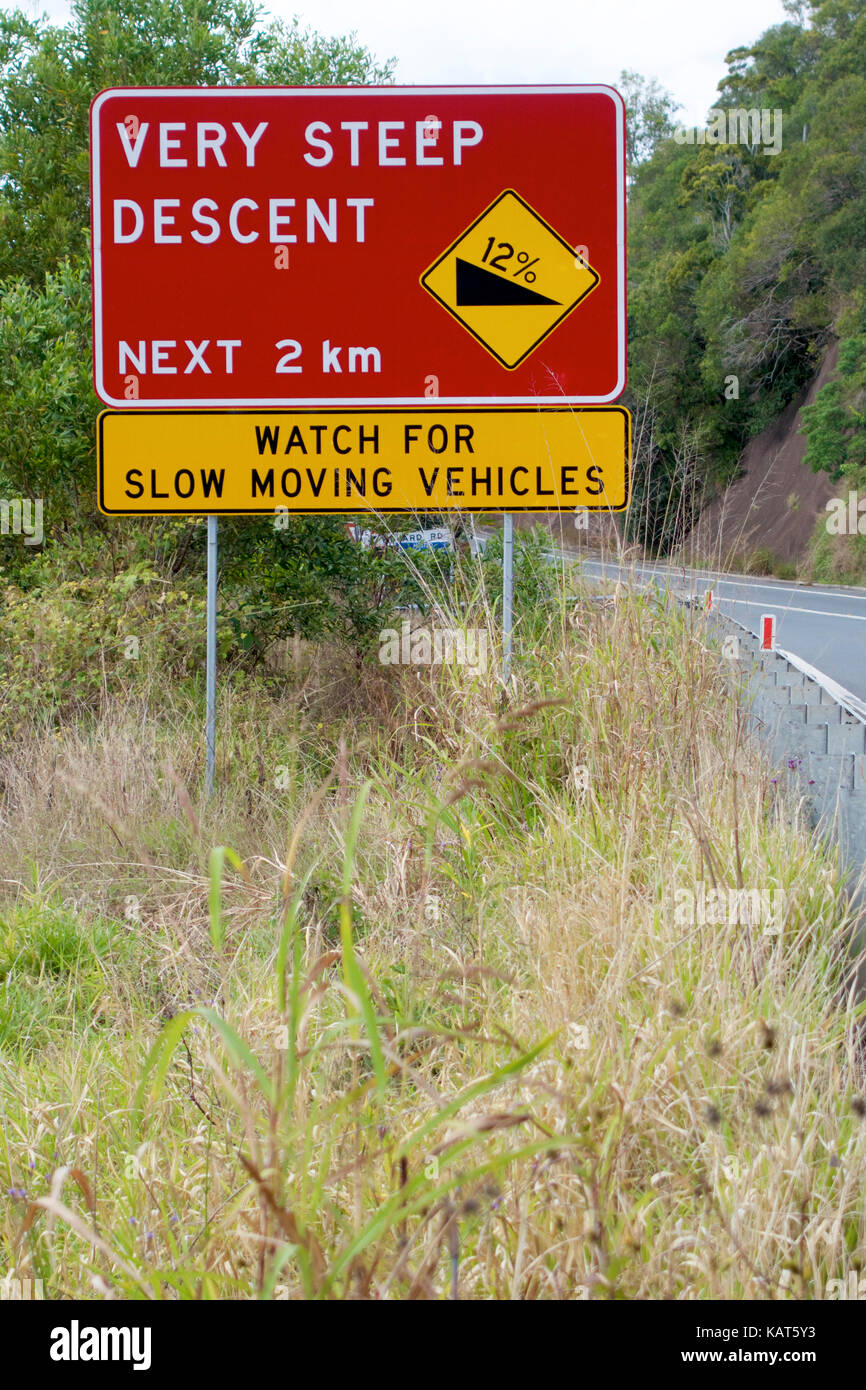 A warning Road sign,steep descent best displayed before a steep downgrade  that can be helpful to the drivers, isolated vector illustration