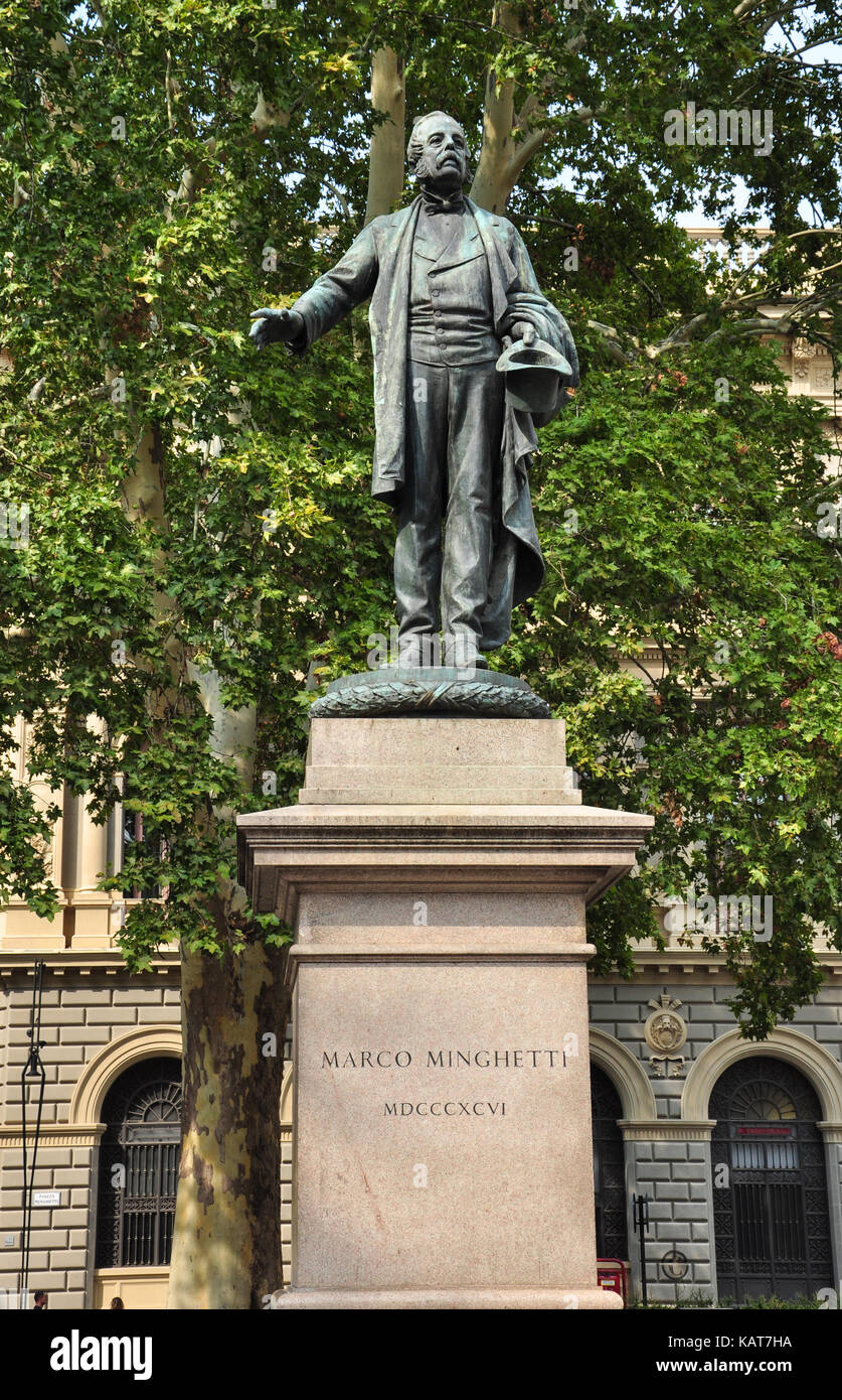 Statue of Marco Minghetti in Piazza Minghetti, Bologna, Italy Stock