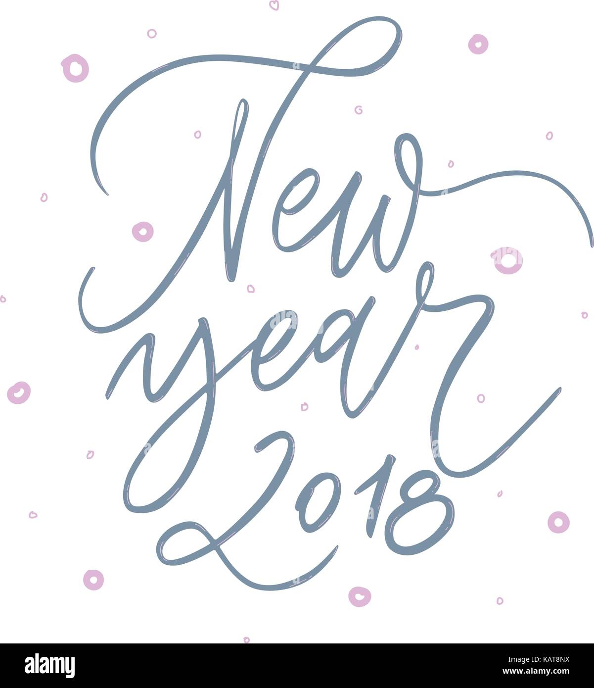 Happy New Year 2018 phrase. Holiday lettering ink illustration Stock