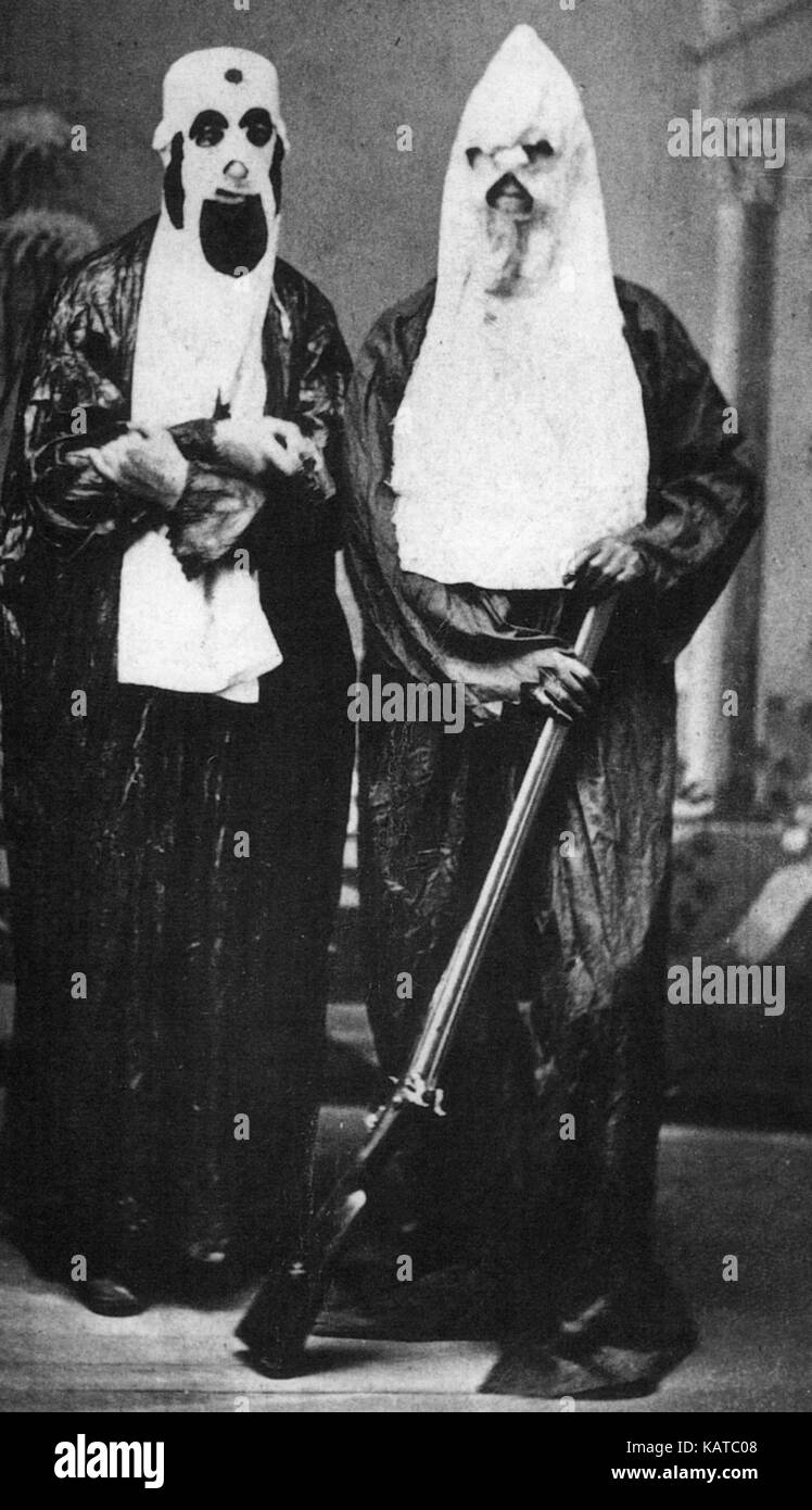 KU KLUX KLAN Originally in the form of a carte de visite these two men posed for their picture in Huntsville, Alabama in 1868, two years after the KK was formed. Stock Photo