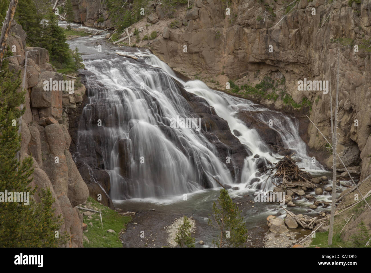 Gibbon river and Gibbon Falls in Yellowstone National Park, Wyoming, USA. Stock Photo