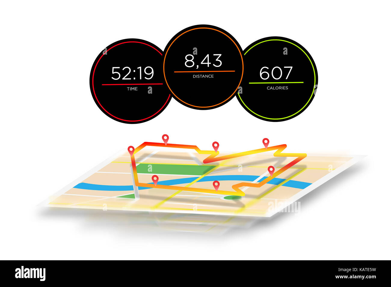 View of a Running interface with data informations isolated on a ...
