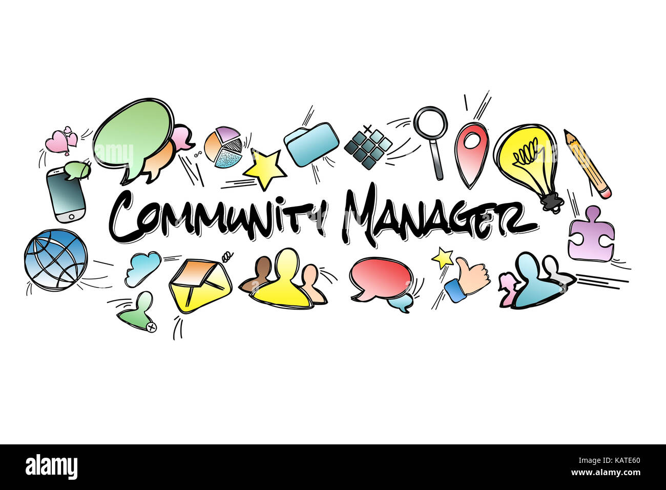 View of a Community manager title isolated on a background and ...