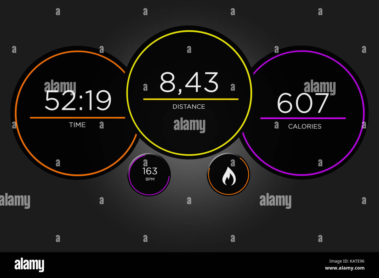 View of a Running interface with data informations isolated on a ...