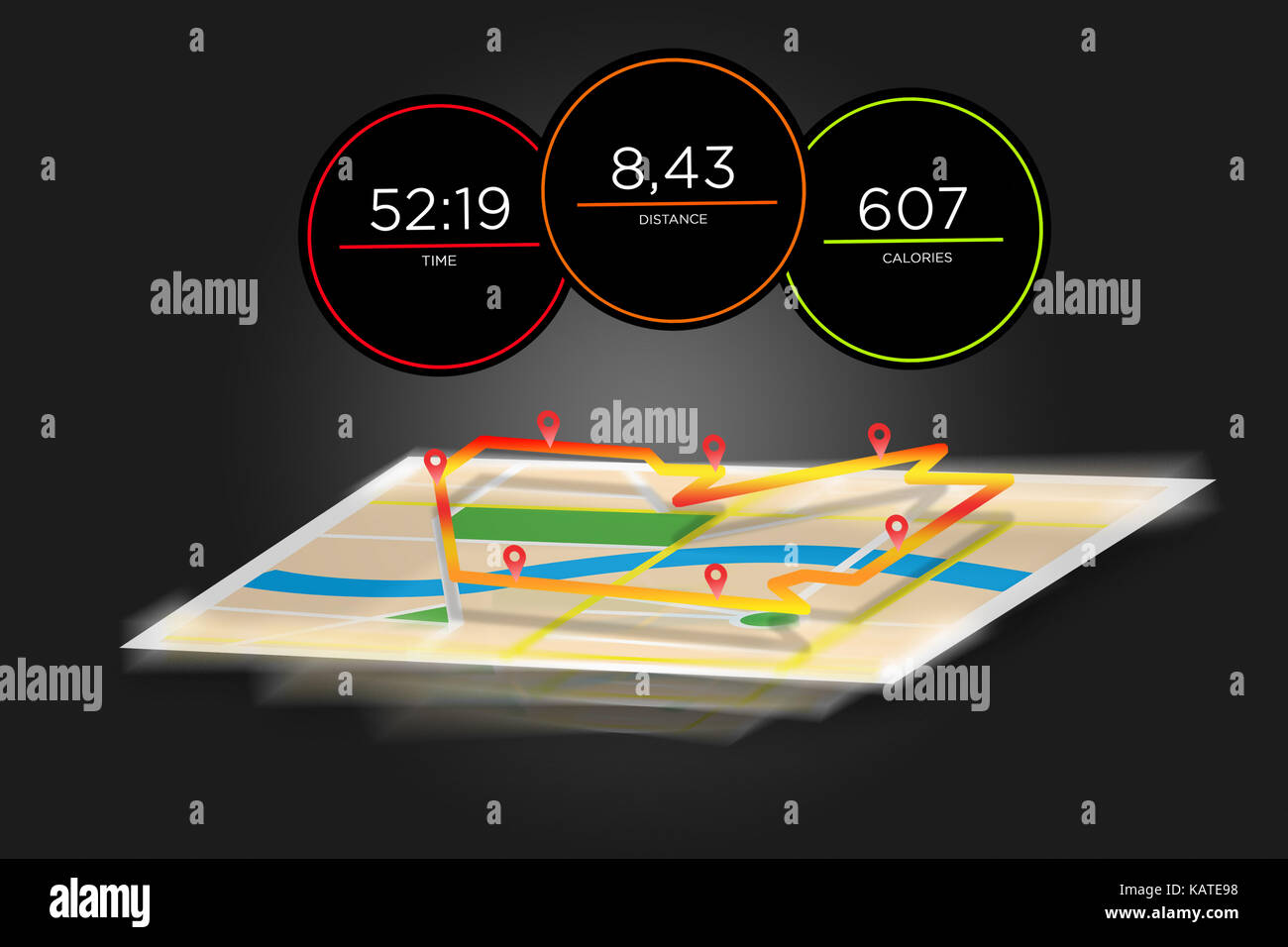 View of a Running interface with data informations isolated on a ...