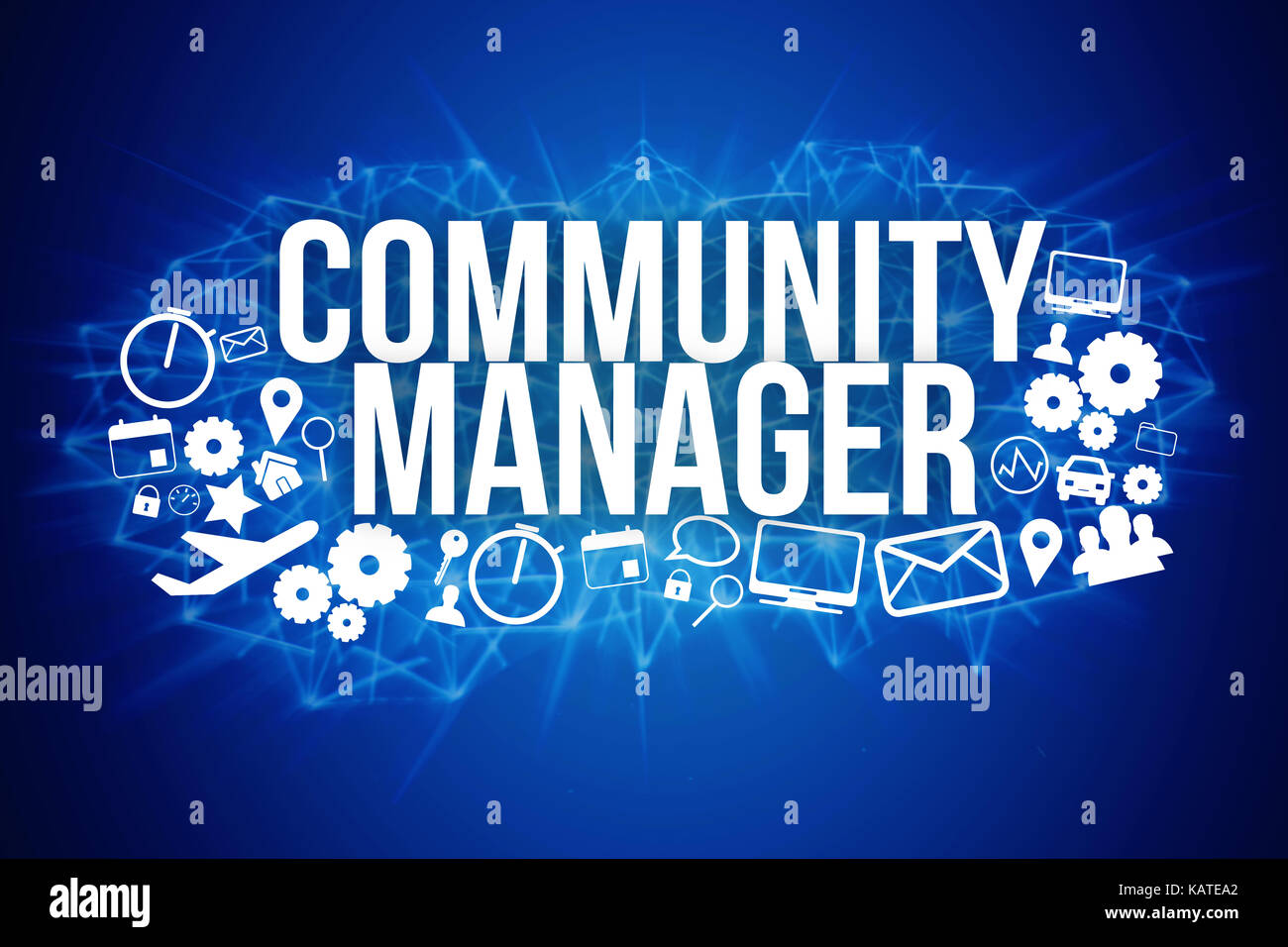 View of Community manager title isolated on a background and surounded ...