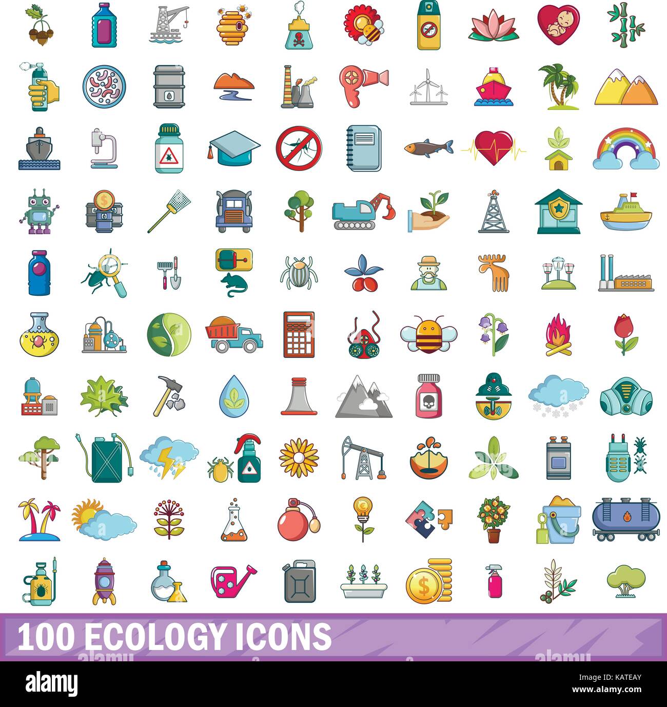 100 ecology icons set, cartoon style Stock Vector Image & Art - Alamy