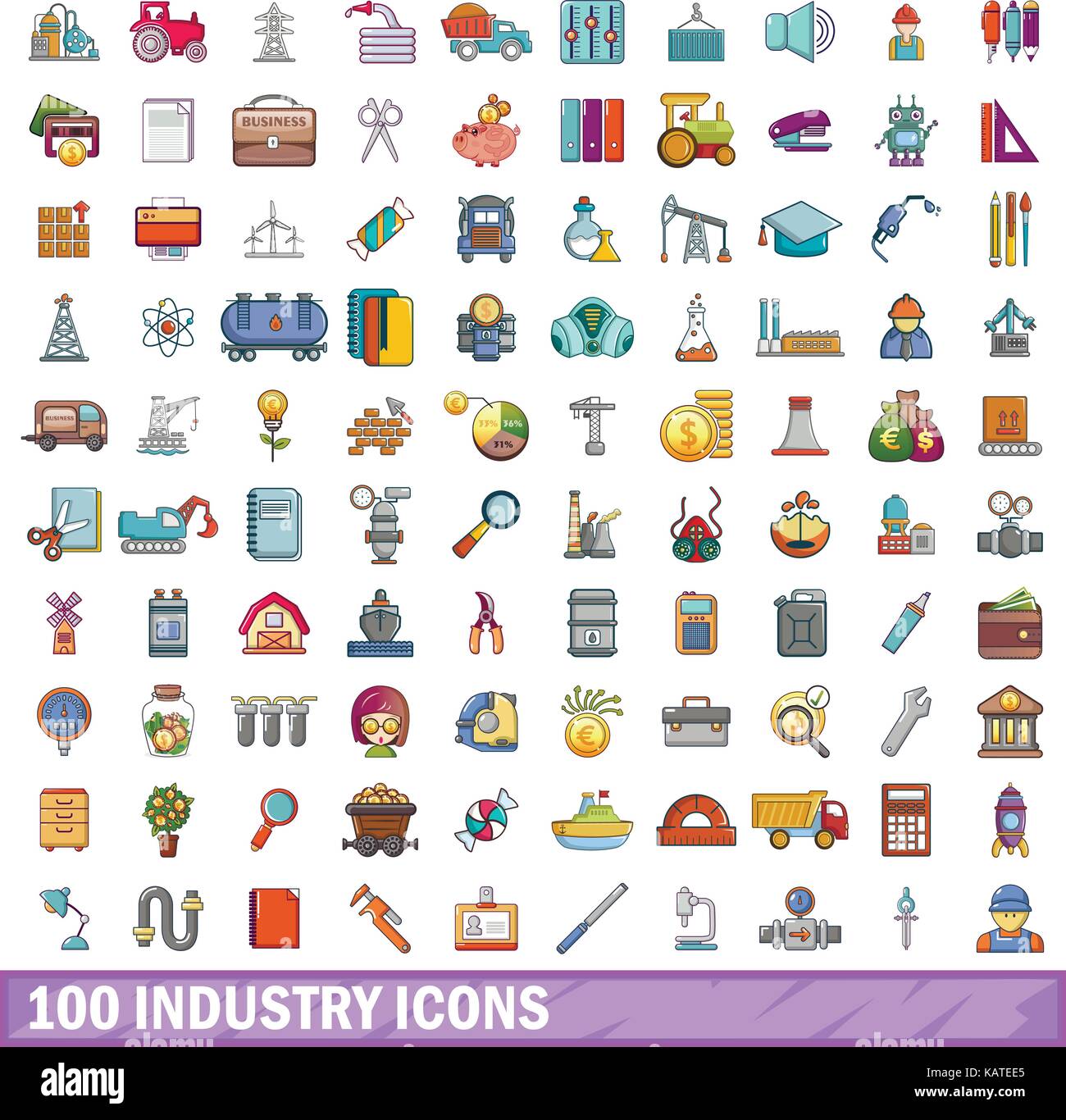 100 industry icons set, cartoon style Stock Vector Image & Art - Alamy