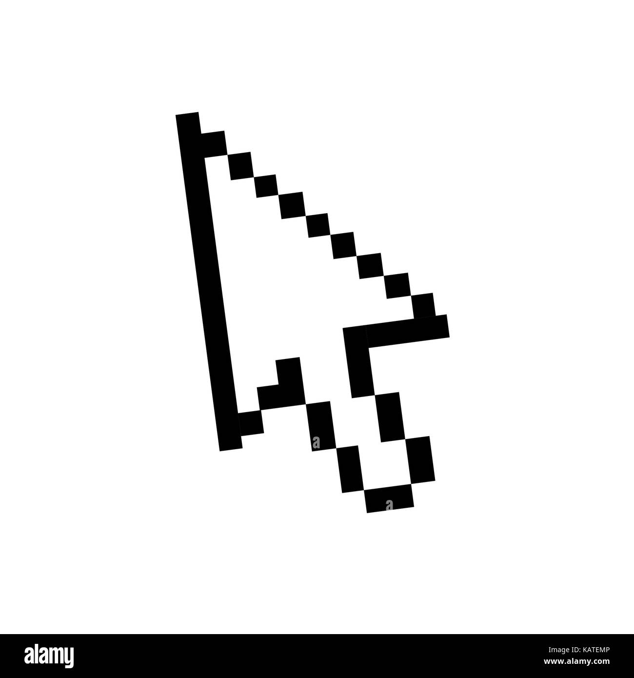 View of a Pixeled black and white mouse pointer displayed on a