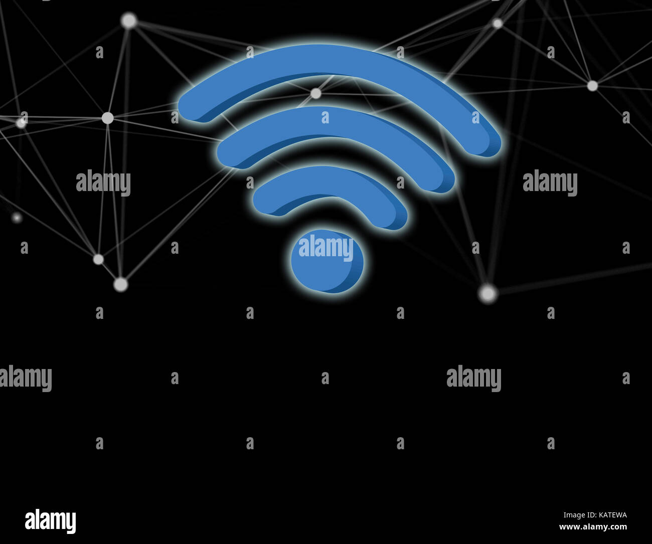 View of a Wifi symbol displayed on a futuristic interface - Connection and internet concept Stock Photo