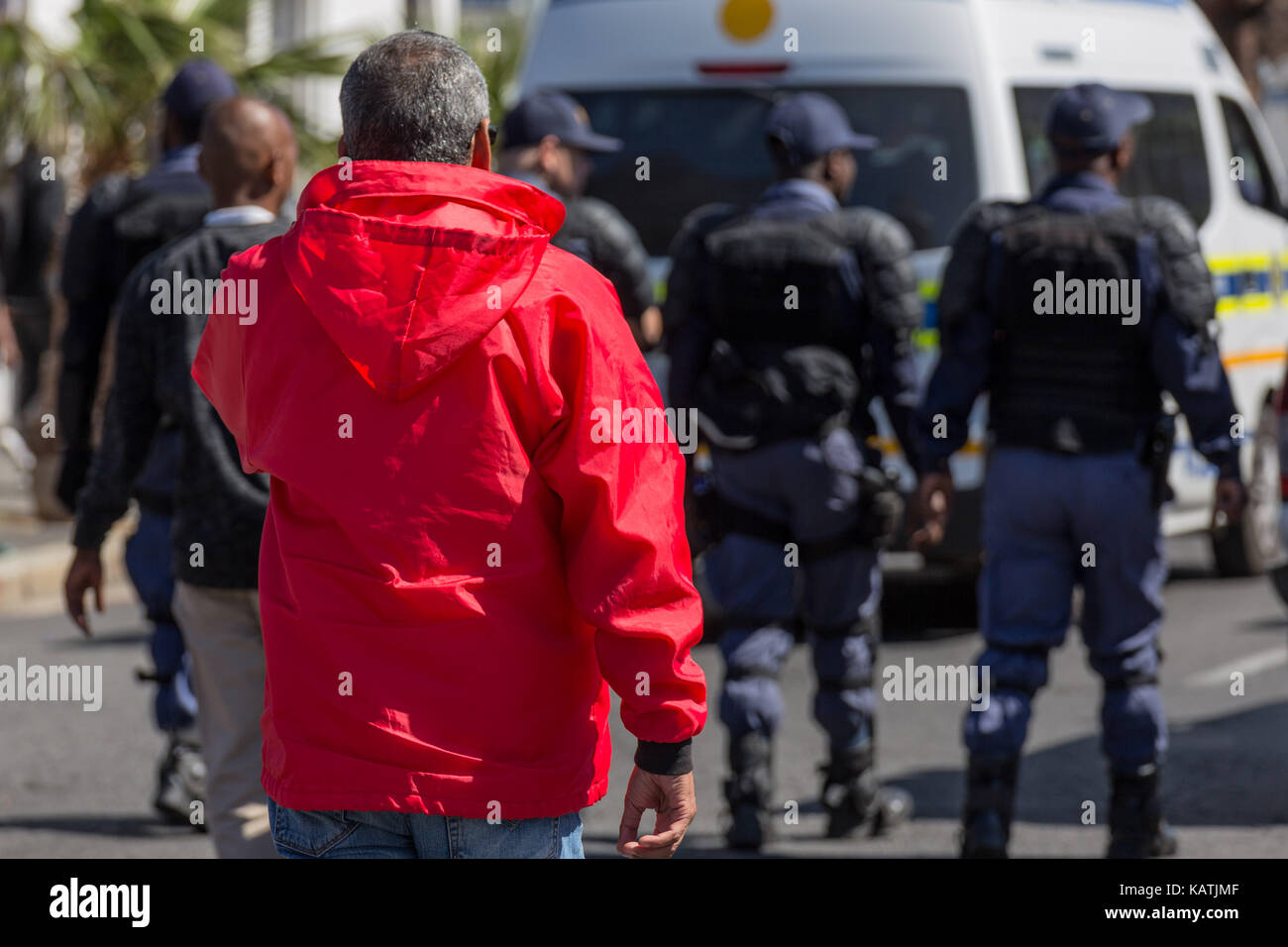 Cape Town, South Africa. 27th Sep, 2017. Cosatu (Confederation of South African Trade Unions) hold a National Strike and march to raise awareness against state capture and corruption. The Trade Union Confederation together with its alliance partner the South African Communist Party marched to Parliament and various other institutions in Cape Town Credit: Mo Bassa/Alamy Live News Stock Photo