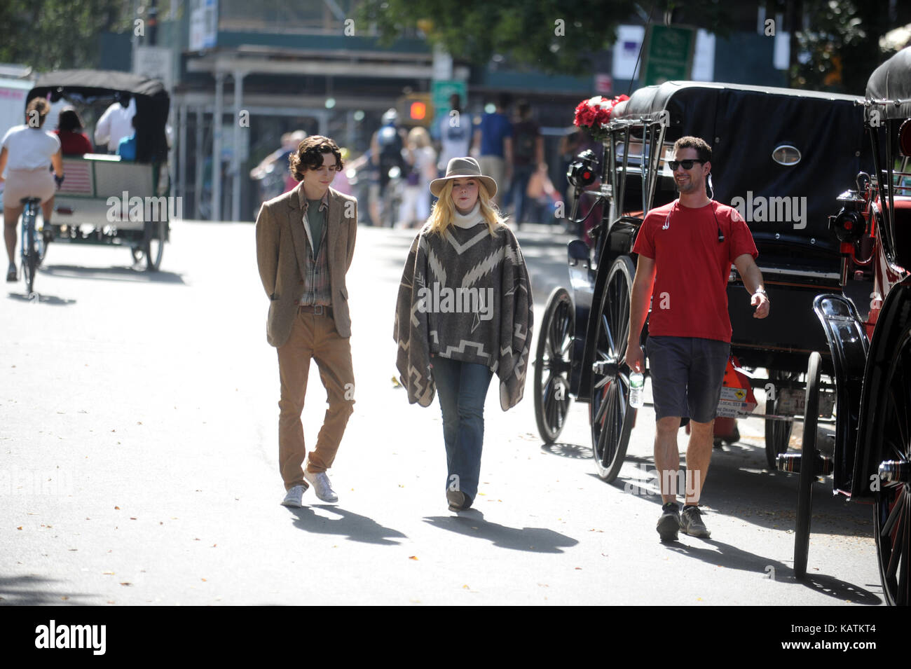 NEW YORK, NY - SEPTEMBER 26: Actress Elle Fanning and Timothée Chalamet