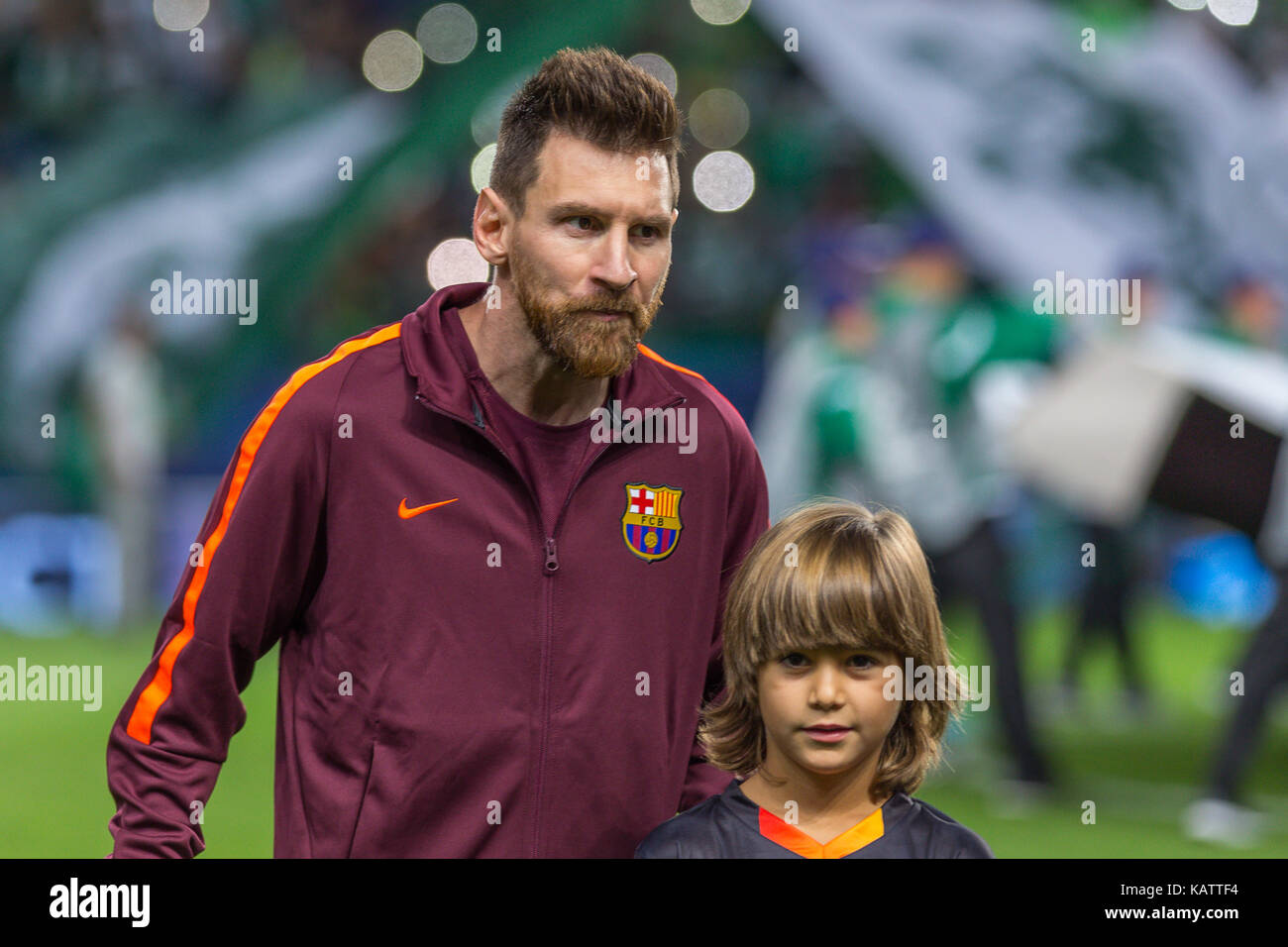 Lisbon, Portugal. 27th Sep, 2017. Barcelona's forward from Argentina Lionel Messi (10) during the game of the 2nd round of the UEFA Champions League Group D, Sporting CP v FC Barcelona © Alexandre de Sousa/Alamy Live News Stock Photo