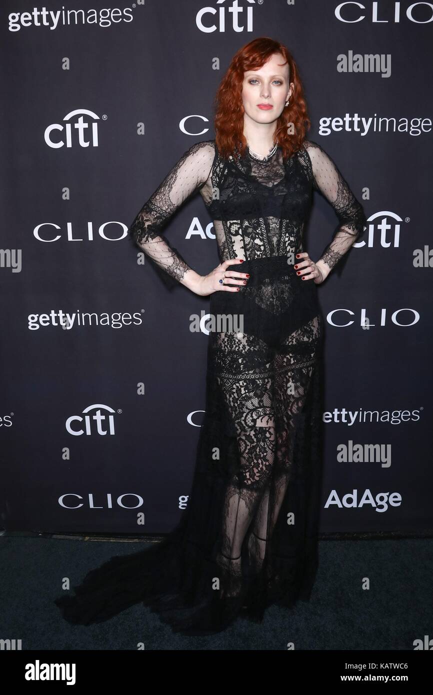 New York, NY, USA. 27th Sep, 2017. Karen Elson at arrivals for 58th Annual Clio Awards, The Tent at Lincoln Center, New York, NY September 27, 2017. Credit: John Nacion/Everett Collection/Alamy Live News Stock Photo