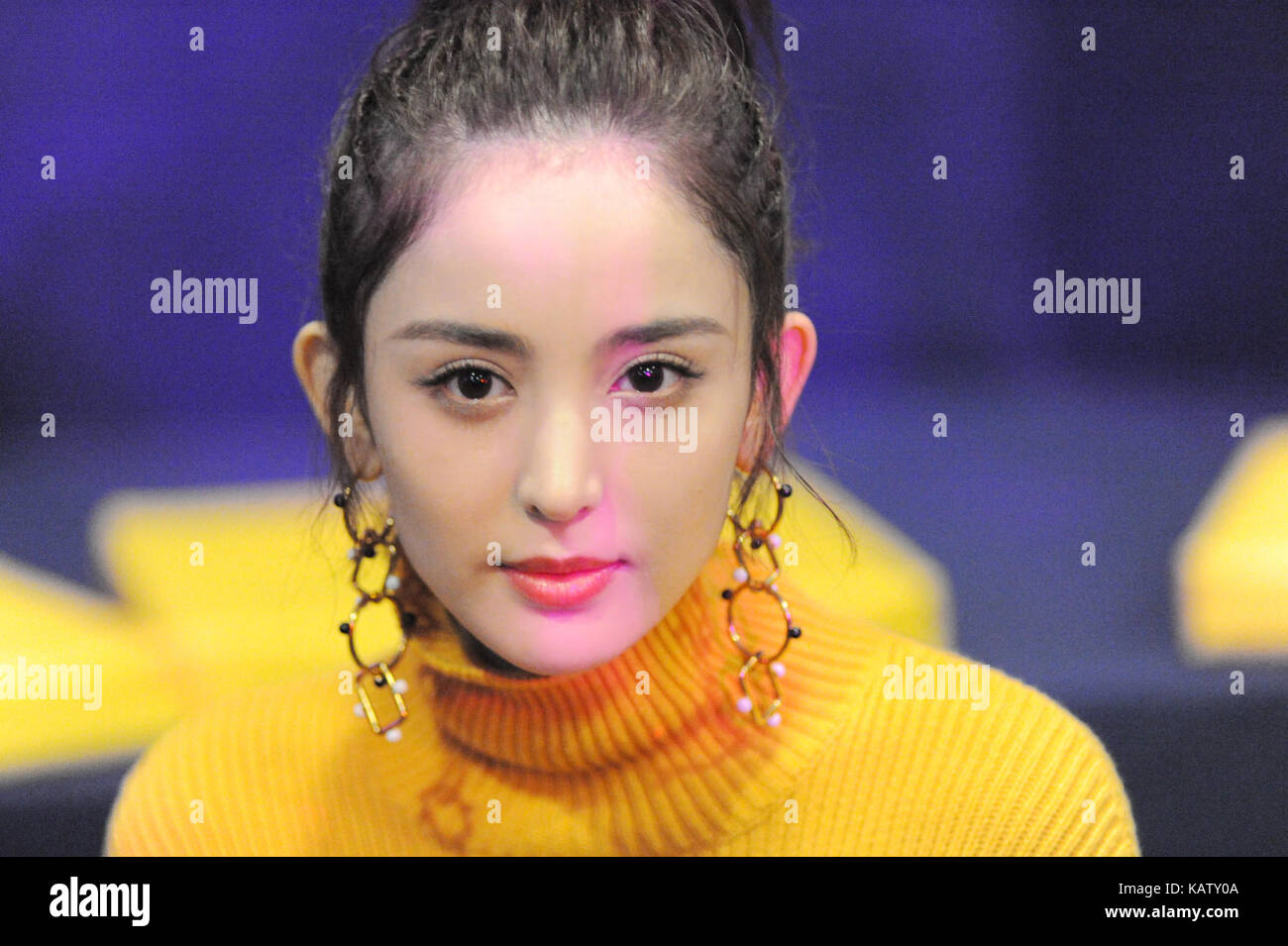 Shanghai, Shanghai, China. 27th Sep, 2017. Shanghai, CHINA-27th September 2017: (EDITORIAL USE ONLY. CHINA OUT).Chinese actress Gulnazar and actor Li Xian attend the Fenty x Puma promotional event in Shanghai, September 27th, 2017. Credit: SIPA Asia/ZUMA Wire/Alamy Live News Stock Photo