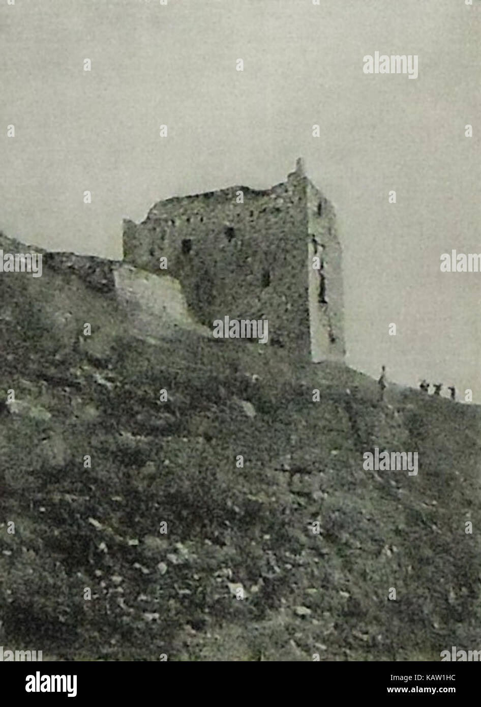 Vecchia illustrazione delle rovine del Castello dei Ventimiglia, Alcamo