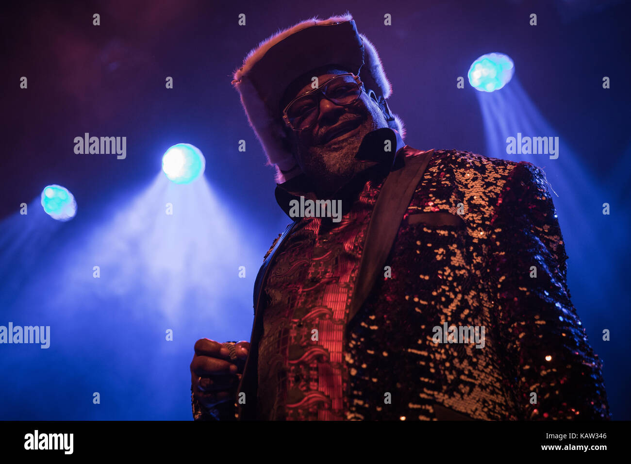 The legendary American funk singer and songwriter George Clinton performs a live concert at Rockefeller in Oslo with is P-Funk and soul band Parliament-Funkadelic. Norway, 06/07 2017. Stock Photo