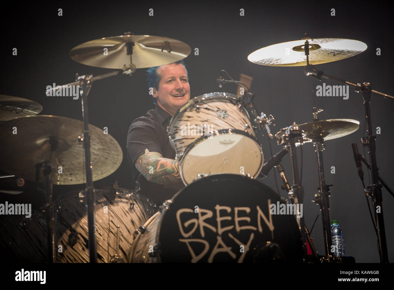 The American punk rock band Green Day performs a live concert at Oslo Spektrum. Here drummer Tré Cool is seen live on stage. Norway, 25/01 2017. Stock Photo