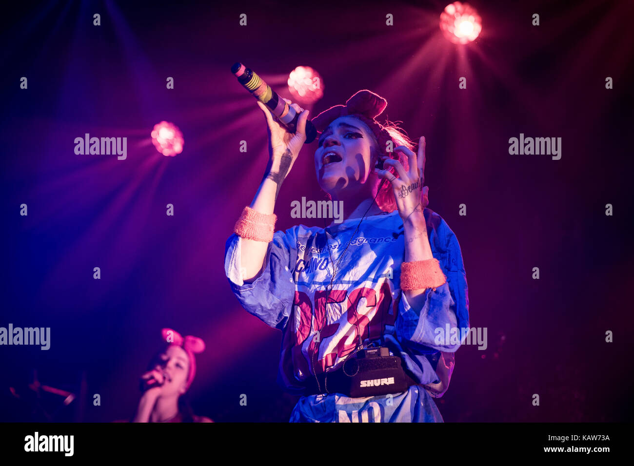 The Canadian musician, singer and songwriter Claire Elise Boucher is better known by her stage name Grimes and here performs a live concert at Rockefeller in Oslo. Norway, 23/02 2016. Stock Photo