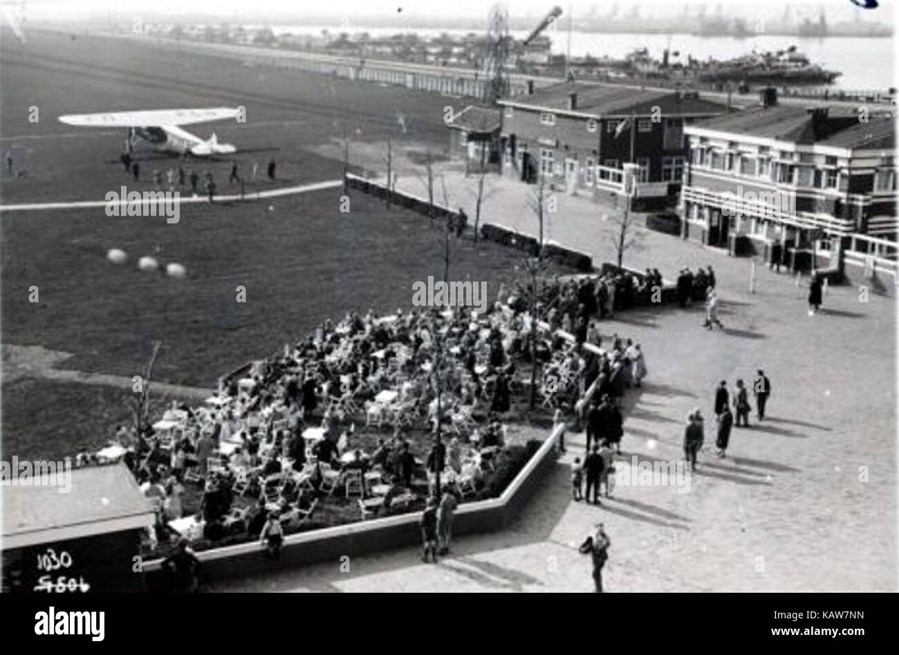 Vliegveld Waalhaven in 1920er jaren Stock Photo