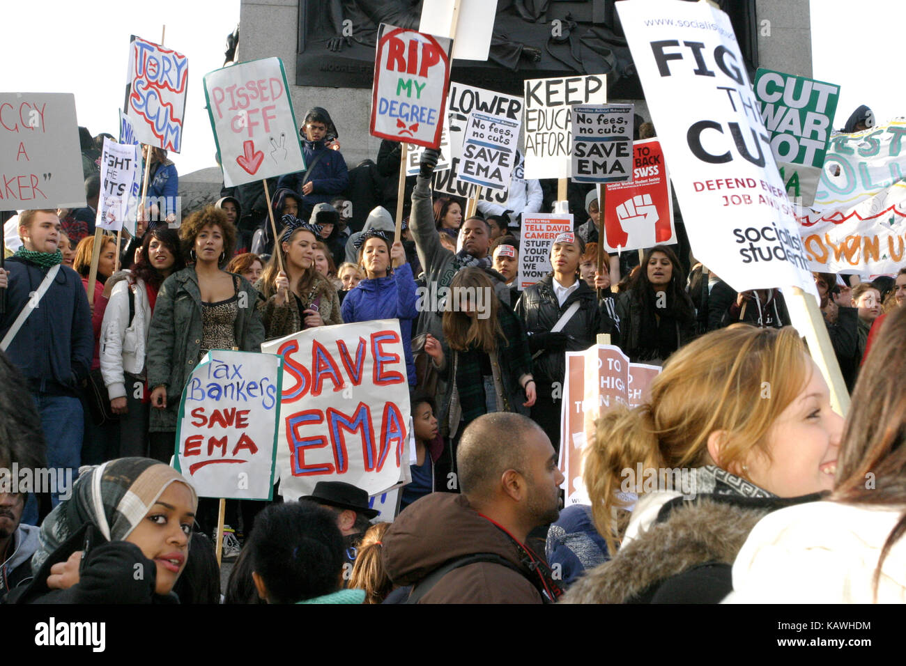 Student Demo Against Cuts Central London 24 11 10 Stock