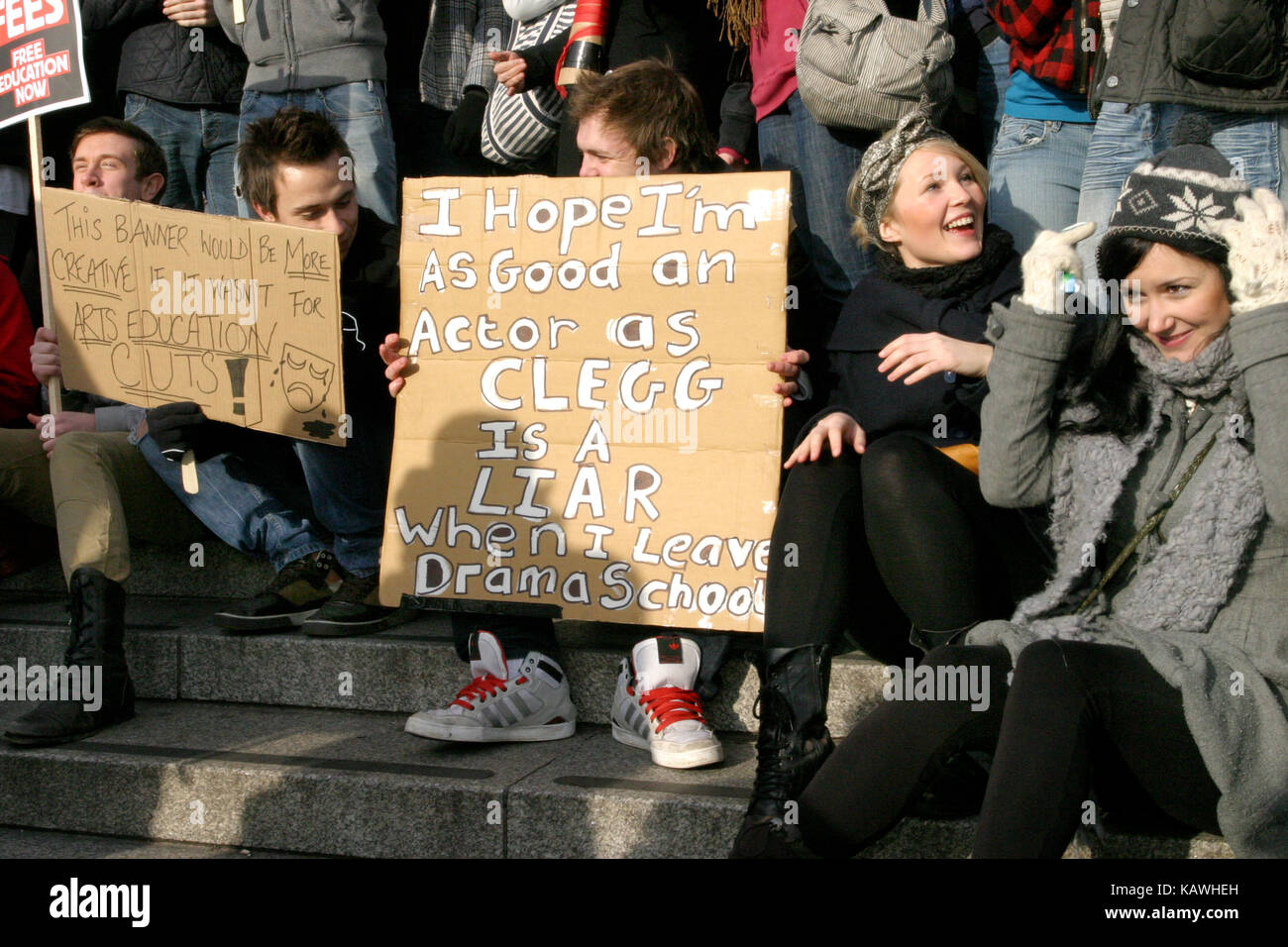 Student Demo Against Cuts Central London 24 11 10 Stock
