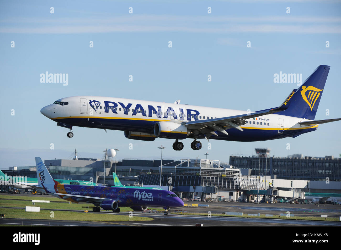 A Lufthansa Airbus A321 pictured landing at Dublin Airport Stock Photo
