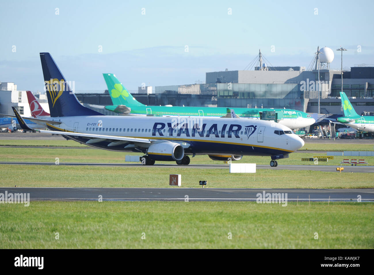 A Lufthansa Airbus A321 pictured landing at Dublin Airport Stock Photo