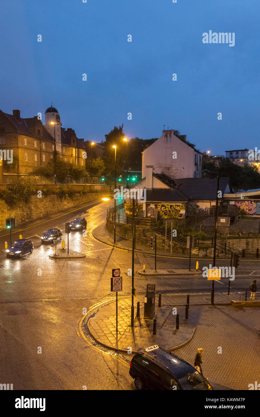 A Very Wet evening at the Junction of City Road, Forster Street and