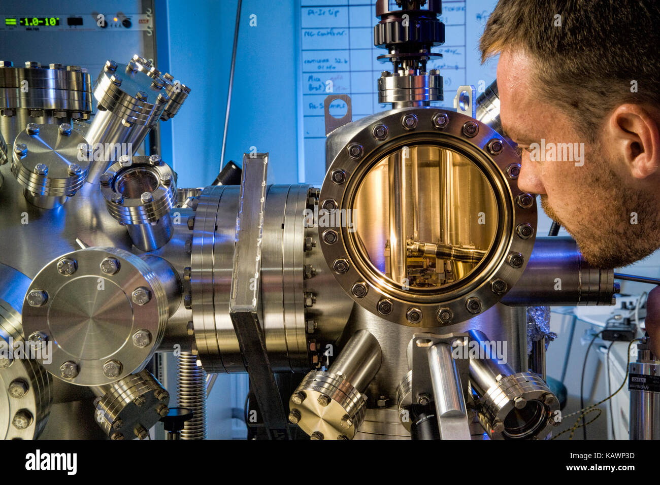 Ultra-high vacuum atomic force microscope in the nanotechnology department at Leicester University, UK. Stock Photo