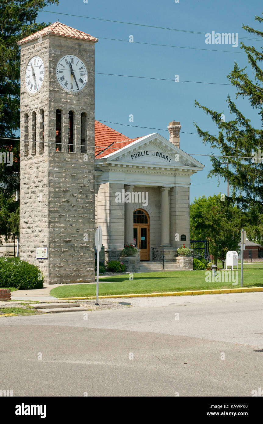 Public Library and Clock Tower in Atlanta, illinois on Route 66 Stock ...